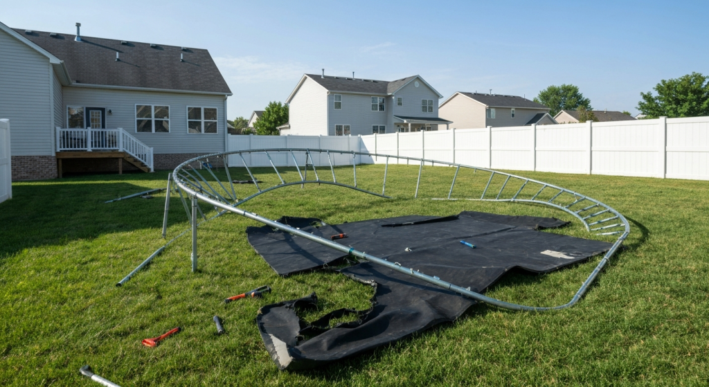 Trampoline Removal 2 Professional trampoline removal service in residential backyard spring tx 450be78b